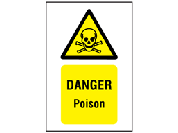 Danger poison symbol and text safety sign.