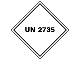 UN 2735 (Corrosives, fatty acids) label.