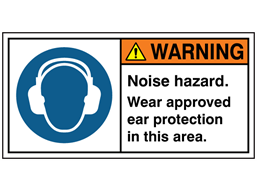 Noise hazard wear approved ear protection label