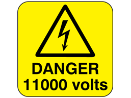 2 x Danger 11,000 Volts Health & Safety Warning Sticker Wall Door Electricity 