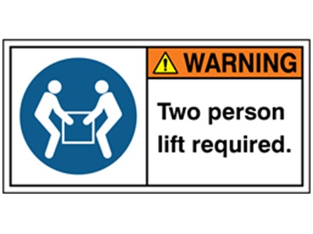 Two person lifting required label