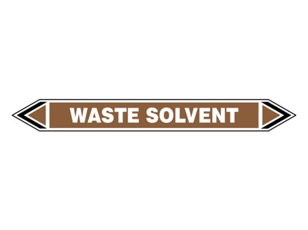 Waste solvent flow marker label.