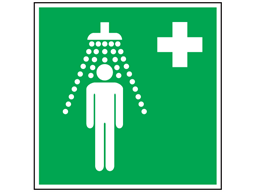 Emergency shower symbol safety sign.
