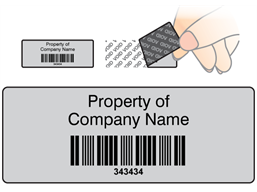 Scanmark tamper evident barcode label (black text), 19mm x 50mm