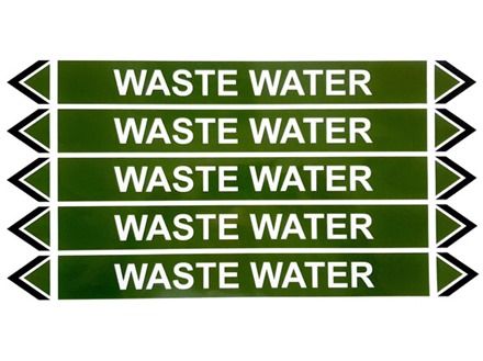 Waste water flow marker label.