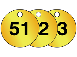 Brass valve tags, numbered 51-75