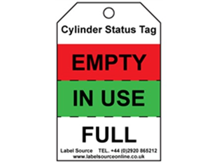 Gas cylinder status tag.