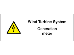 Wind turbine system, generation meter hazard label