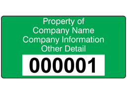 Assetmark tamper evident serial number label (text on colour), 38mm x 76mm