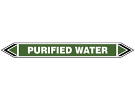 Purified water flow marker label.