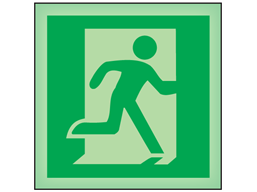Running man to right symbol photoluminescent safety sign