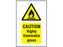 Caution highly flammable gases symbol and text safety sign.