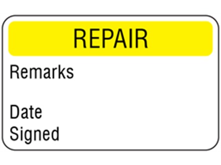 Repair quality assurance label