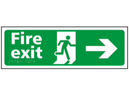 Fire exit, running man, arrow right sign.