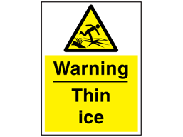 Warning thin ice sign.