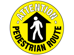 Attention pedestrian route floor marker