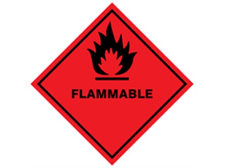 Flammable hazard warning diamond label, magnetic