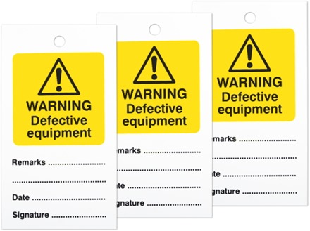 Warning defective equipment tag.