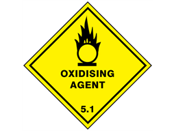 Oxidising agent 5.1 hazard warning diamond sign