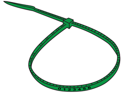 Serial numbered nylon cable ties, green