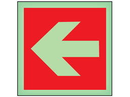 Horizontal fire arrow left symbol photoluminescent safety sign