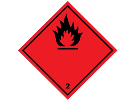 Flammable symbol, class 2, hazard diamond label