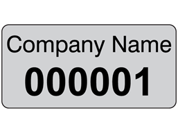 Assetmark foil serial number label (black text), 12mm x 25mm