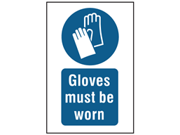 Gloves must be worn symbol and text safety sign.