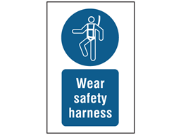 Wear safety harness symbol and text safety sign.
