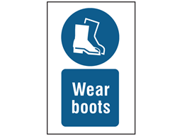 Wear boots symbol and text safety sign.