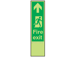 Fire exit, running man right fingerplate photoluminescent sign.