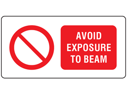Avoid exposure to beam laser equipment warning safety label.