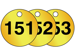 Brass valve tags, numbered 151-175