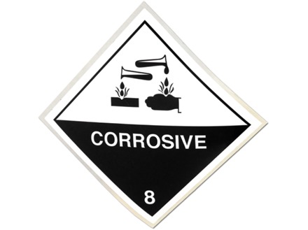 Corrosive 8 hazard warning diamond sign