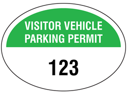 Visitor vehicle parking permit label, serial numbered