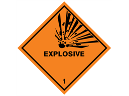 Explosive 1 hazard warning diamond sign