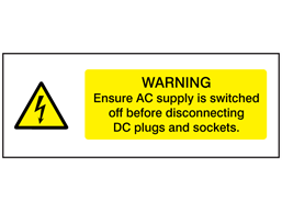 Warning ensure AC supply is switched off wind turbine hazard label