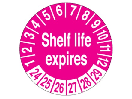 Shelf life expires month and year label