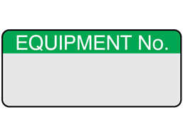 Equipment number aluminium foil labels.