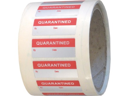 Quarantined aluminium foil labels.