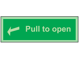 Pull to open photoluminescent safety sign