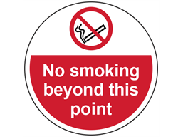 No smoking beyond this point symbol and text floor graphic marker.