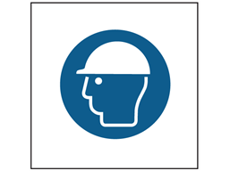 Wear head protection symbol safety sign.