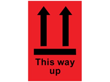 This way up shipping label.