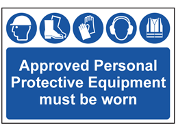 Approved personal protective equipment must be worn sign