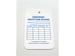 Equipment inspection record tag.