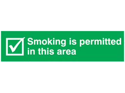 Smoking is permitted in this area, mini safety sign.