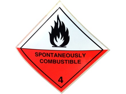 Spontaneously combustible 4 hazard warning diamond sign
