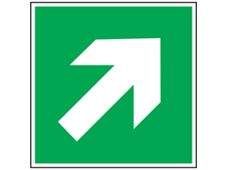 Safety directional arrow sign, diagonal.