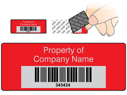 Scanmark tamper evident barcode label (text on colour), 19mm x 50mm